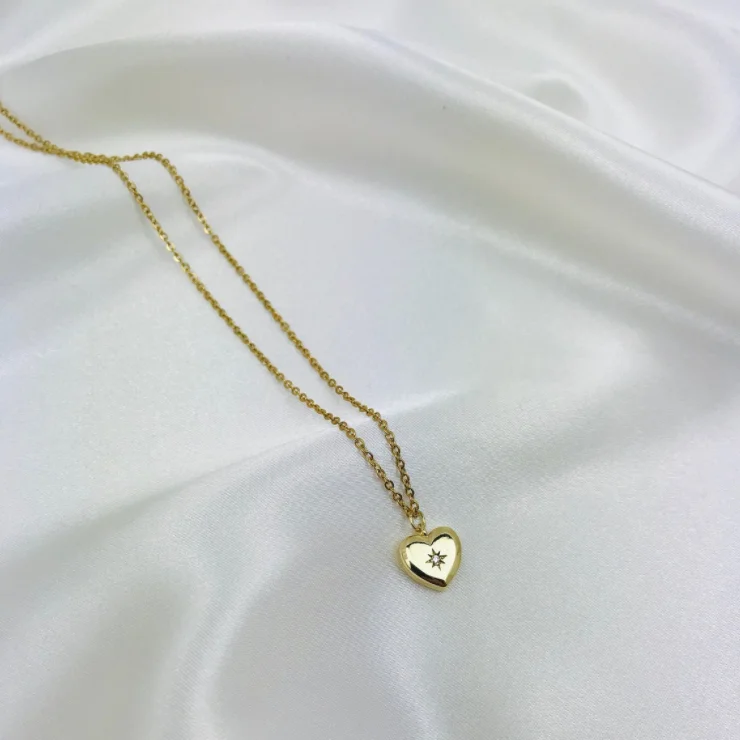 Новое Модное изящное ожерелье в форме сердца из нержавеющей стали 18K позолоченное циркониевое сердце кулон ювелирные изделия для подарка на