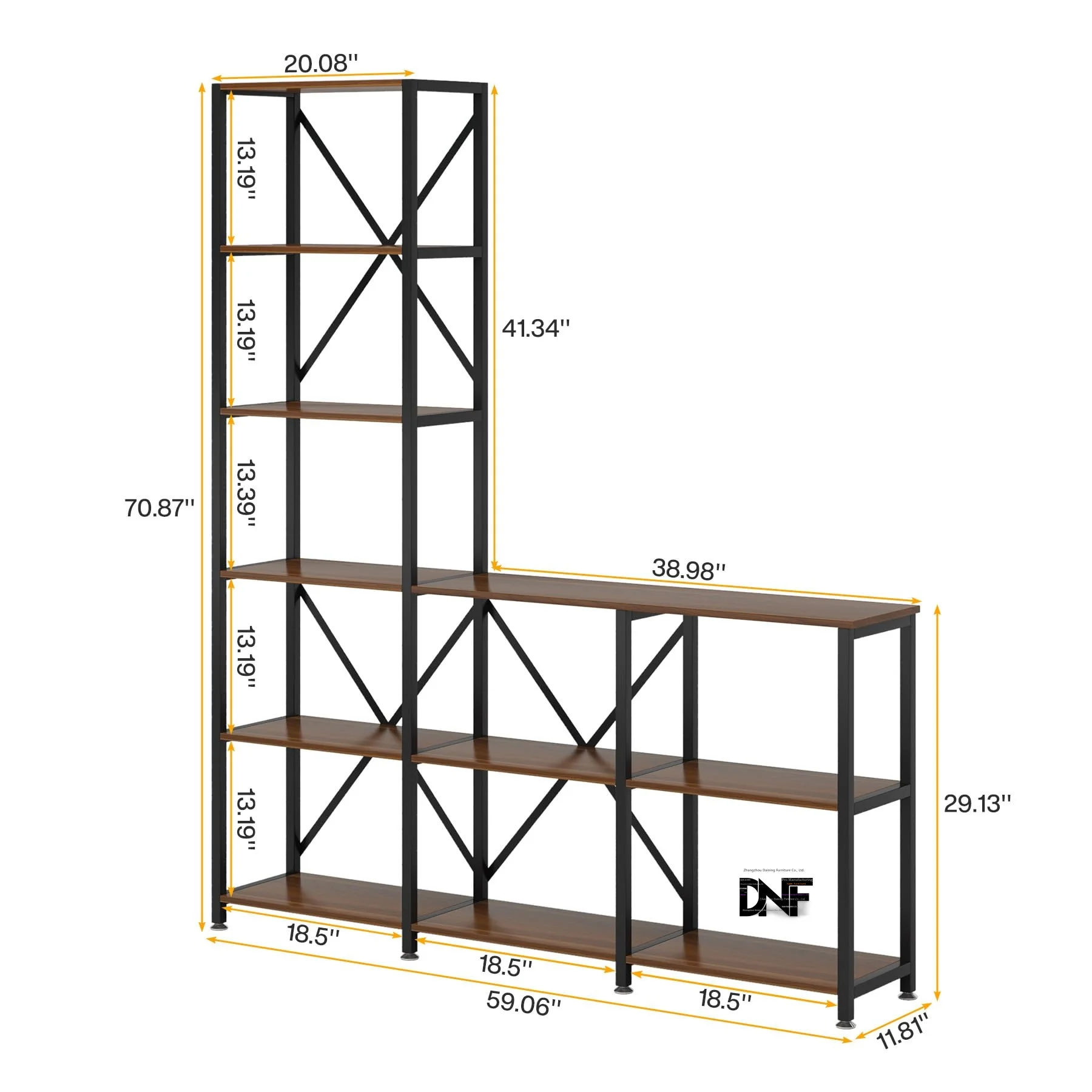Industrial Ladder Corner Country style display open shelf storage organizer for living room bookcase
