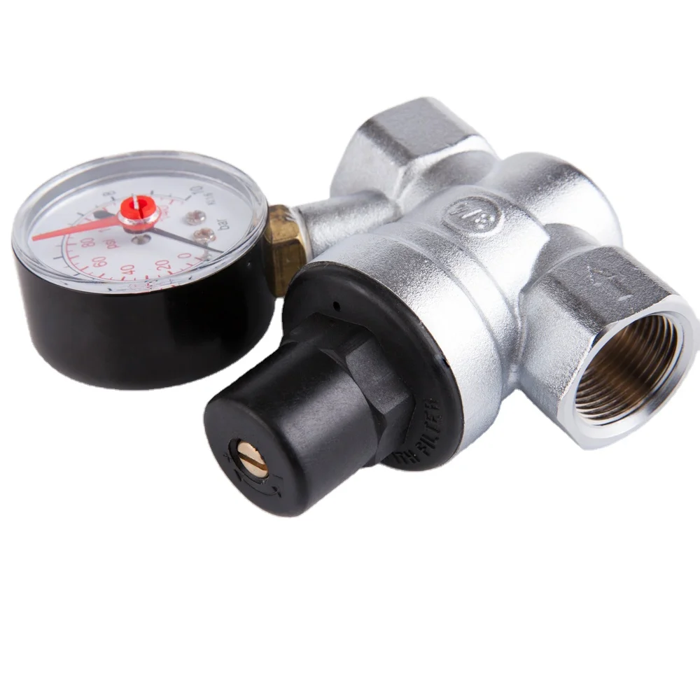 Water Pressure Regulator High Temperature Thread With Pressure Gauge Pressure Reducing Valve