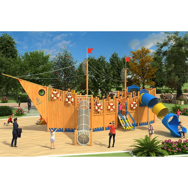 Pirate ship and slide is LETIAN factory made by for the steel and plastic amusement park equipment