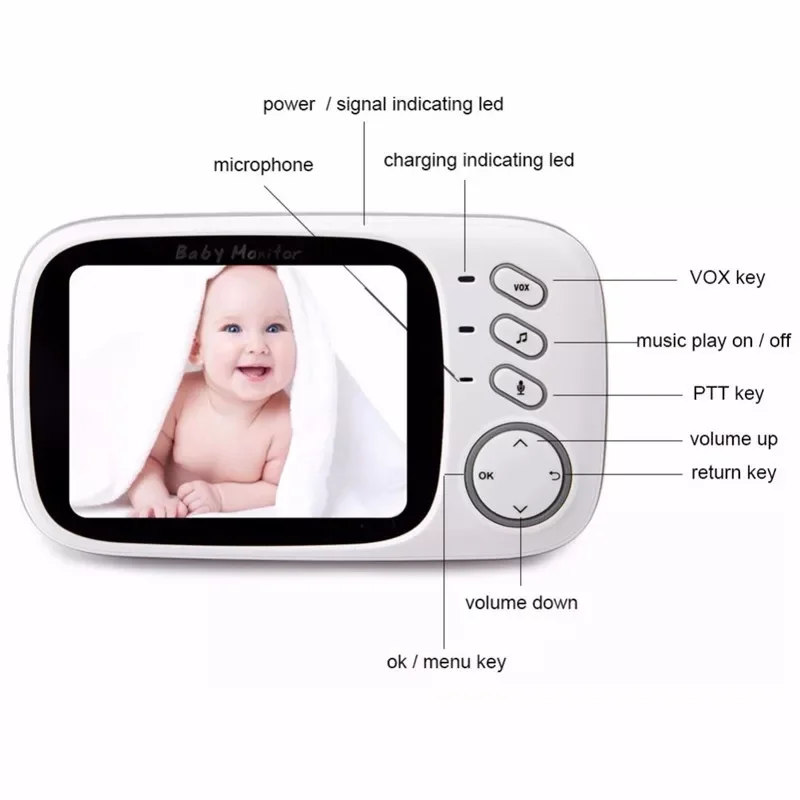 Portable Night Vision Auto Vox 3.2' Lcd Display Vb603 Wireless Video Digital Camera Baby Monitor with VOX Function