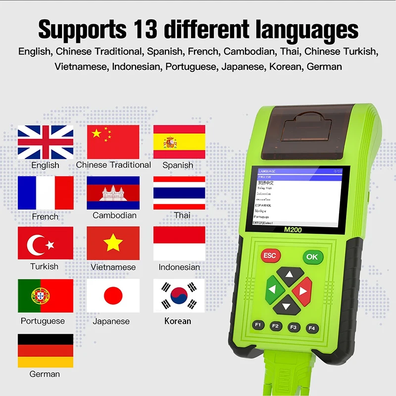 M200 New Product Pre-sale motorcycle scan 17 Cables Upgrade Software Thermal data printing motorcycle scanner with Wifi