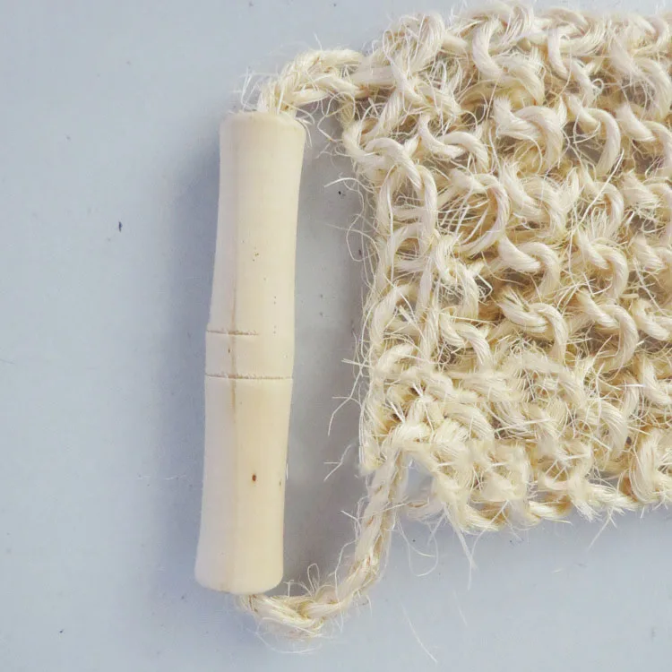 Exfoliating dead skin shower towel Skin Care bath towel Scrubber Sisal Hemp Strap Wooden Handle