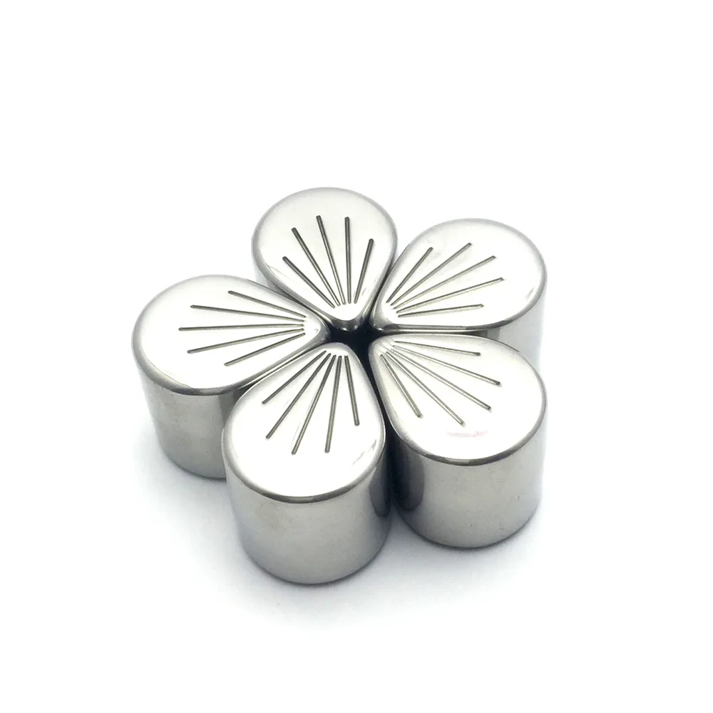 custom engraved stainless steel flower shape ice cube wholesale reusable cooling stones gift box set
