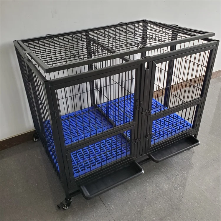 High quality and comfortable custom single layer double door Iron luxury foldable dog cage on sale