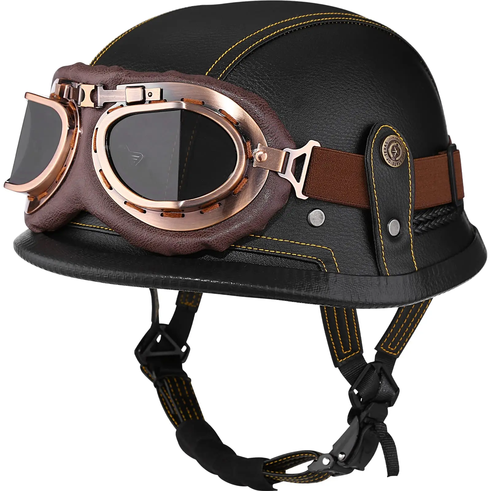 German style leather half face helmets for scooters, motorcycles, e-bikes with customized brands