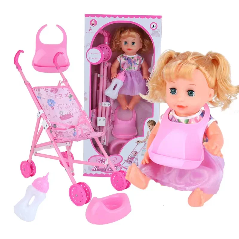 Wholesale 6-in-1 luxury Nursery Play set with Stroller baby dolls sets reborn doll kids