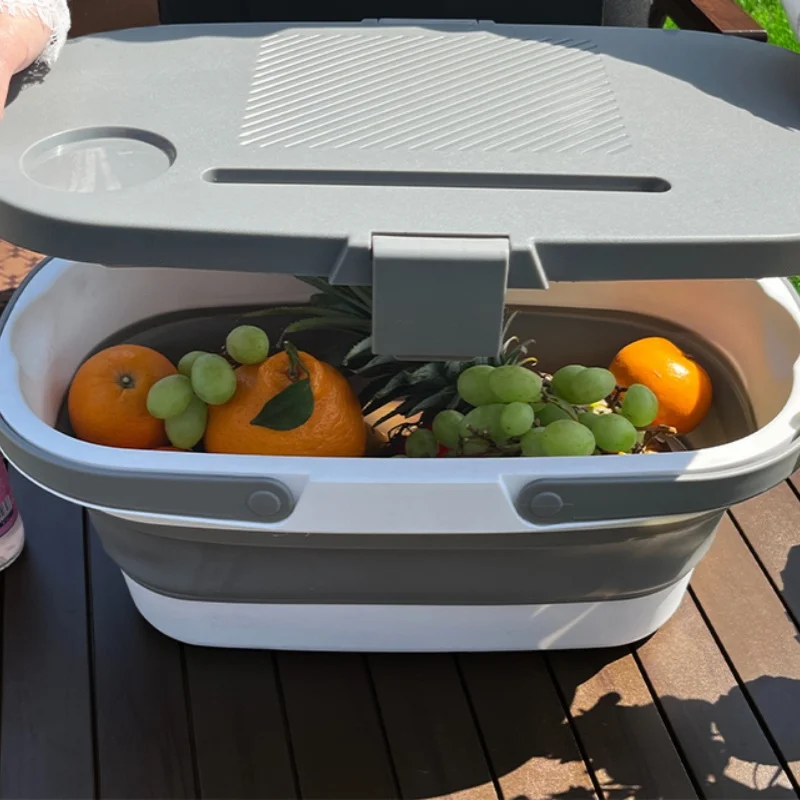 Dust-proof camping storage folding bucket with lid