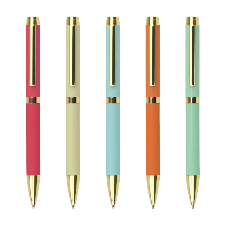 Дешевые изготовленный на заказ логос напечатал Шариковая ручка мгновенной проявки Macaroon цвет металла золота с логотипом по индивидуальному