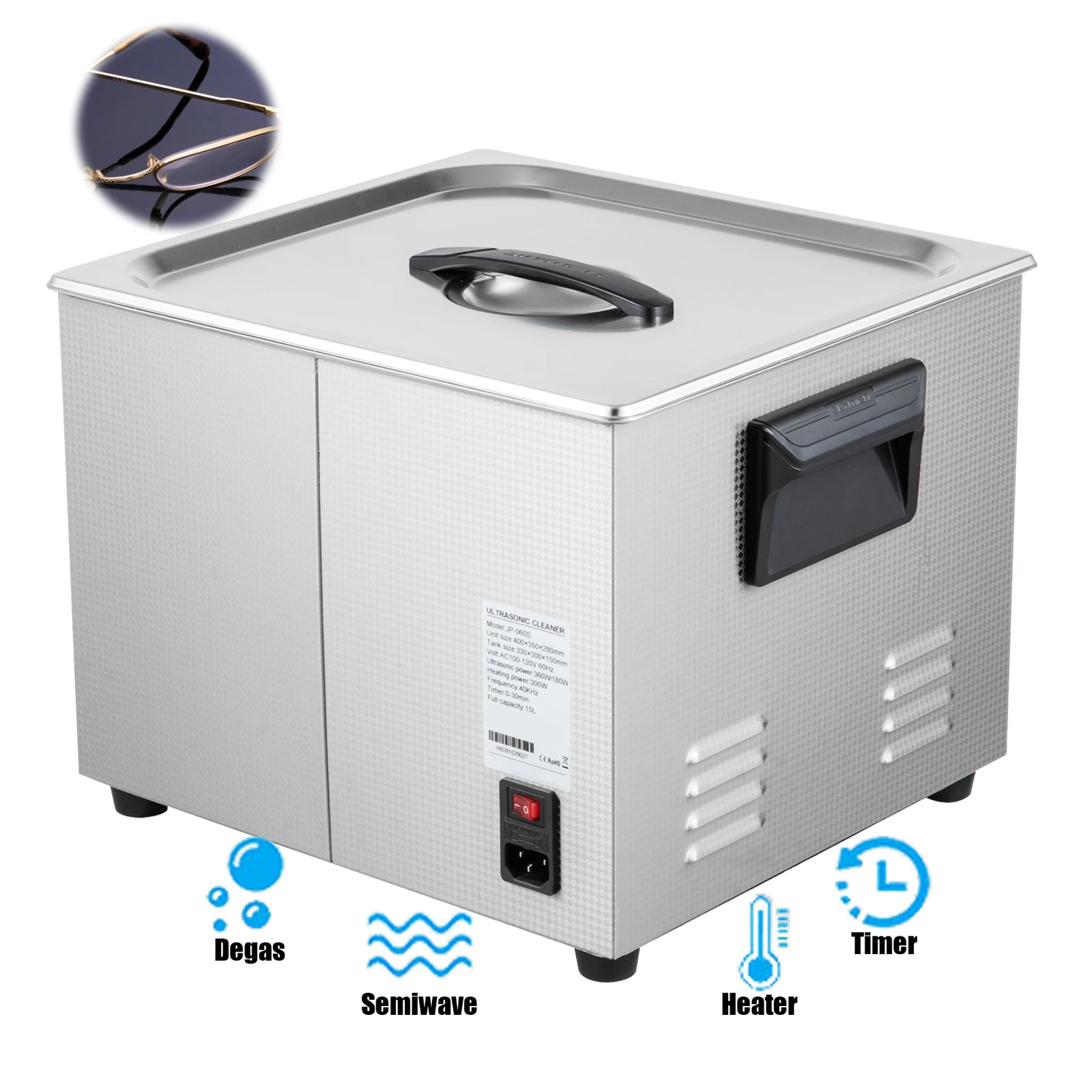 Ультразвуковой очиститель зубов с австралийской/американской вилкой, ультразвуковая машина 15 л, цифровой ультразвуковой очиститель для оптических мастерских