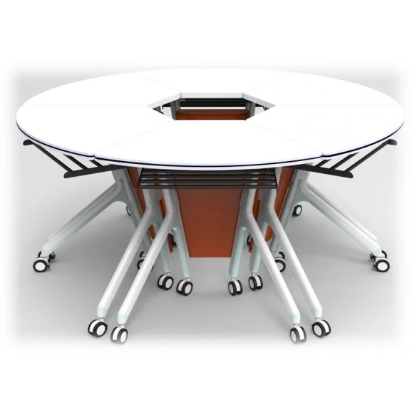 Modern Extendable round Meeting Room Desk with Movable Spliced Bracket Metal Folding Furniture for Classroom & Workshop Use