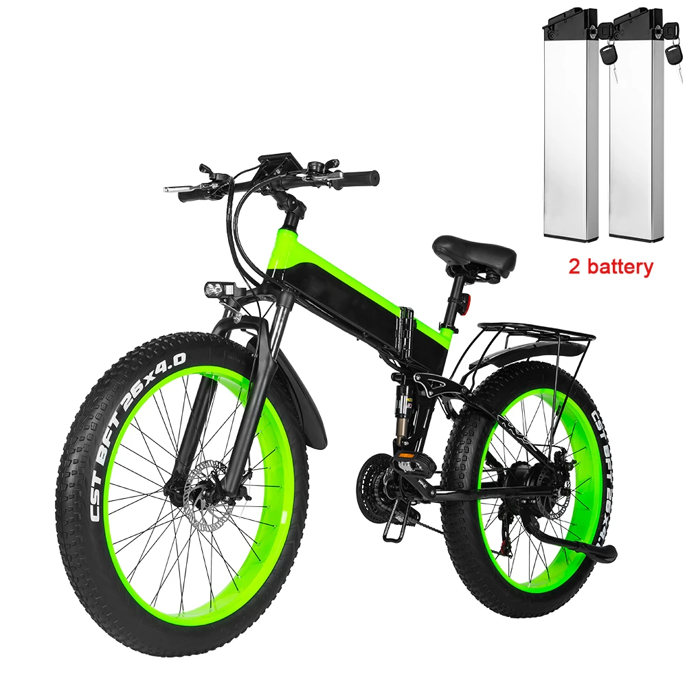 26 Inch Folding Lithium Battery Snow Bike 21-Speed Fat Tire 48V 1000W E-Bike