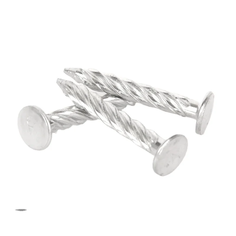 Galvanized Steel Door Window Decoration Nails with Twisted Handle Ring Factory Supplied Spiral Shank Double Cap Head Style