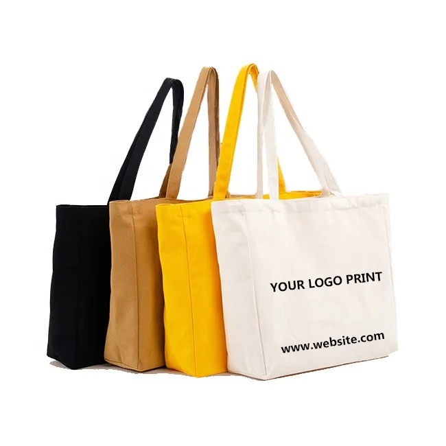 custom logo zipper pocket heavy duty plain 12oz cotton shopper bag canvas shopping handbag shoulder canvas tote bag with gusset