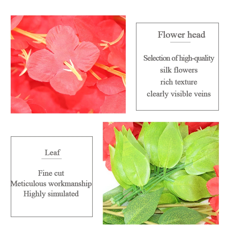 Imitation Ivy Artificial Wedding Ceiling Decoration Faux Silk Green Pink Fake Wisteria Hanging Flower Vine Garland