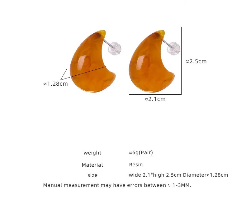 Vershal VSA617 New Arrival Trendy Resin Tear Drop Stainless Steel Exquisite Charm Chunky Waterproof Sweat-proof Resin Earrings