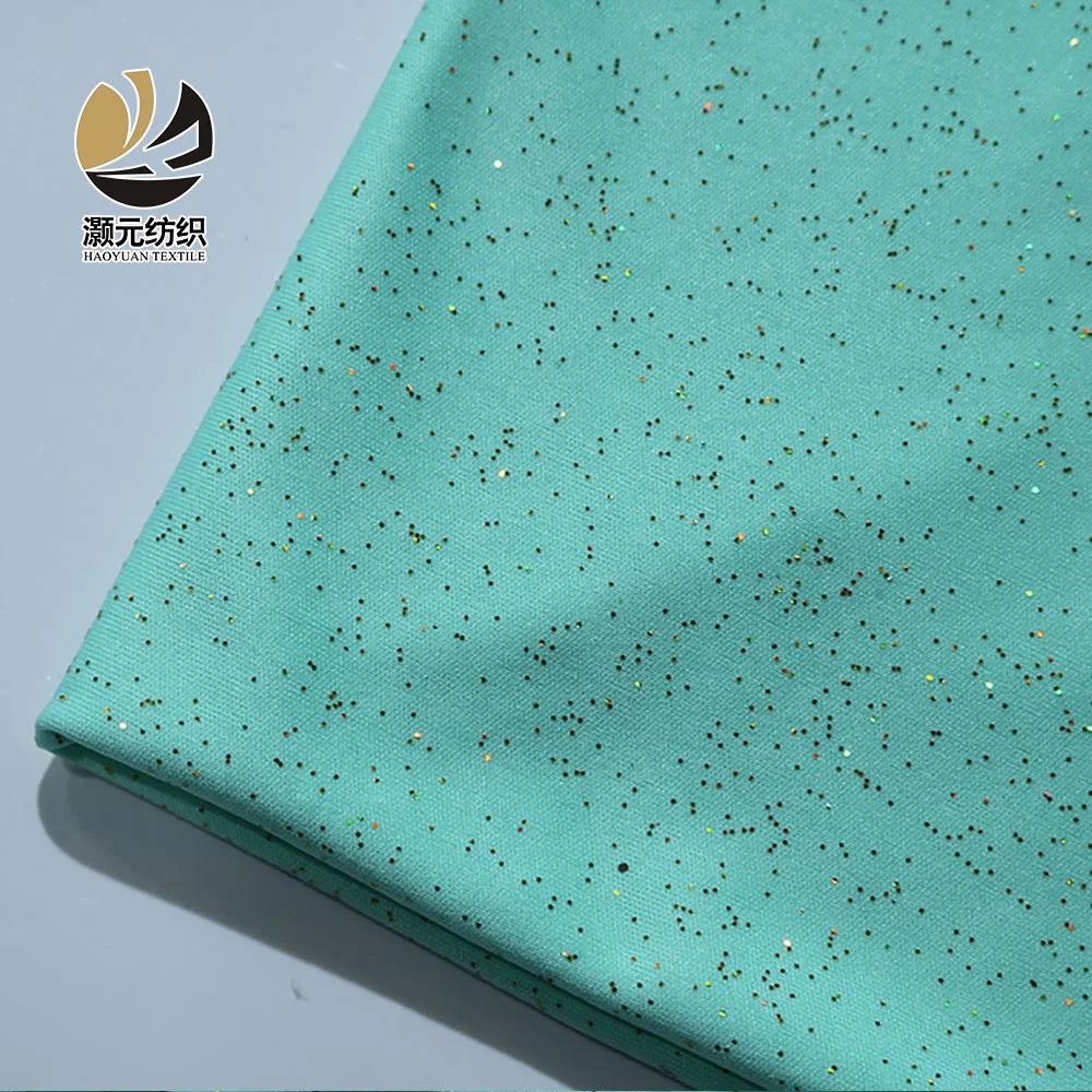 Shiny Sequin Flash Colorful Knitting Green Tulle Fabric For Women Garments