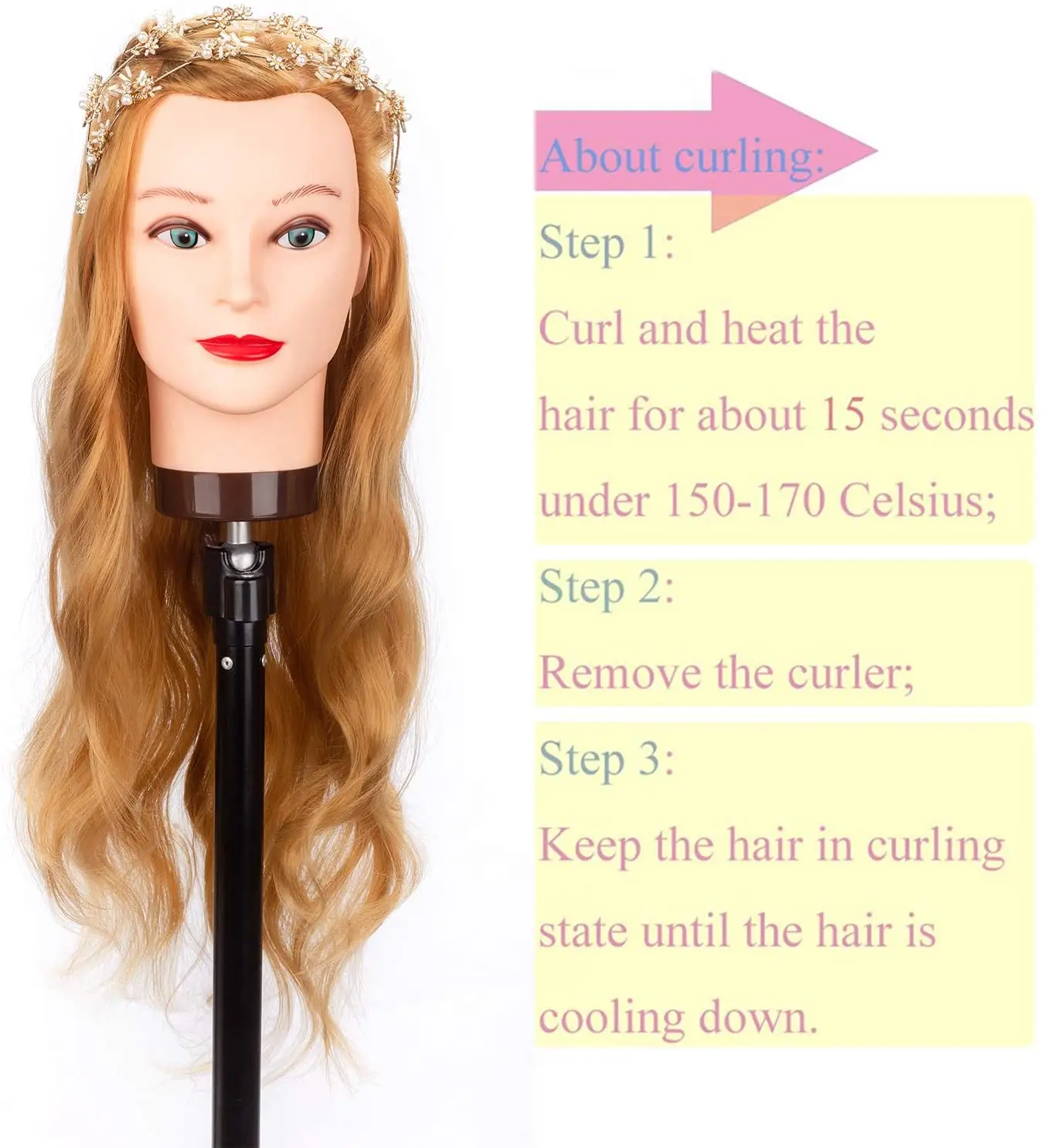 mannequin head with human hair used to weave cosmetology doll head Styling Head Hair Hairart Barber Hairdressing Fashion Salon