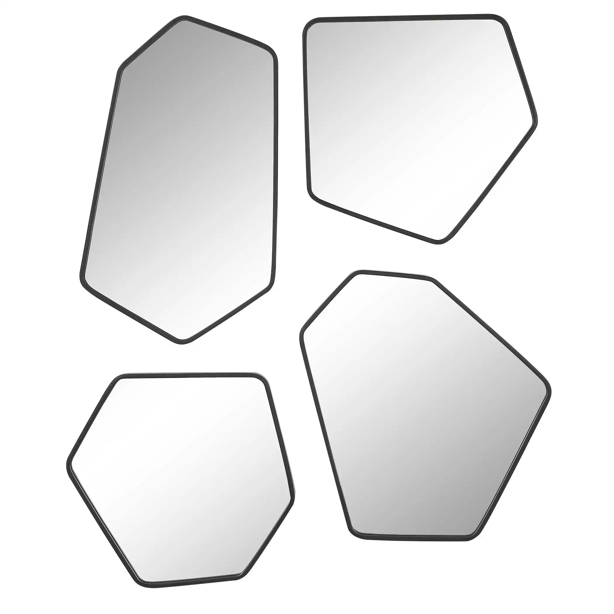 Custom Metal Frame Hexagonal Decor Mirror 4Pcs/Set Free Combination Vintage Luxury Wall Sticker Mirror