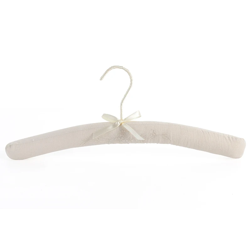 White customized embroidery fabric hanger satin clothes hangers