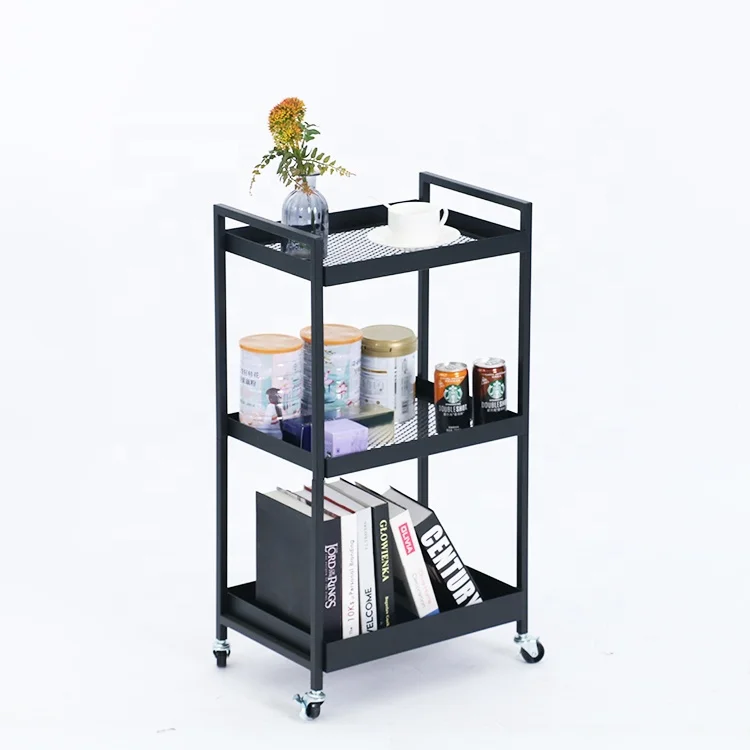 Multifunctional Kitchen Vegetable Storage Baskets storage baskets Shelf Metal Mesh Storage Rolling Cart With 3 Baskets