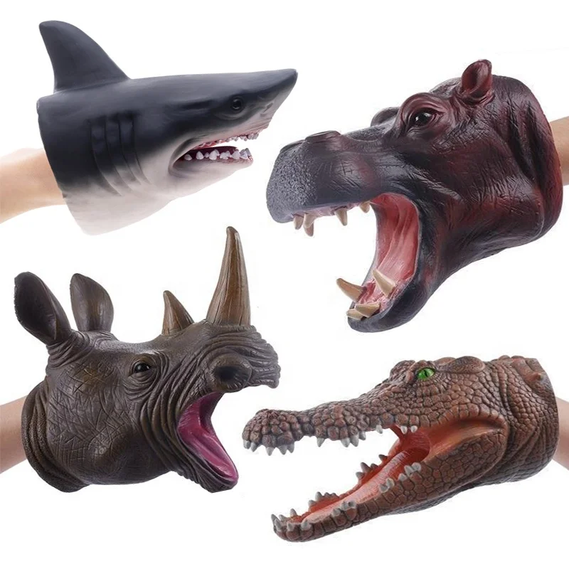 High Quality Realistic Rubber Hand Puppet Dinosaur Animal Hand Puppet Toy