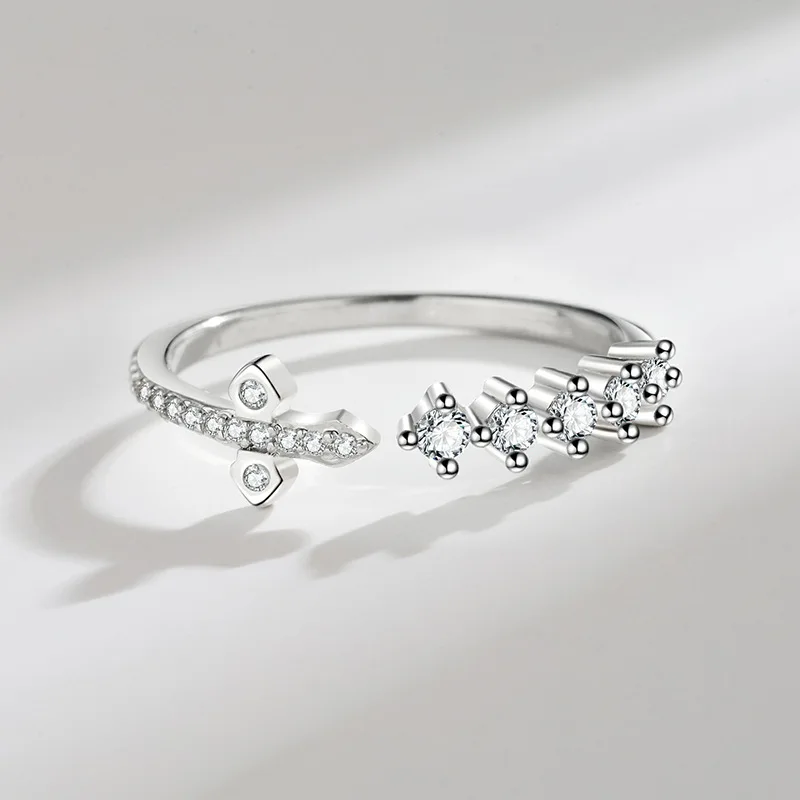 Anillo De Acero Inoxidable Full Diamond Zircon Sparkling Open Adjustable Ring Diamond Cross Love Surround Zircon Wedding Ring