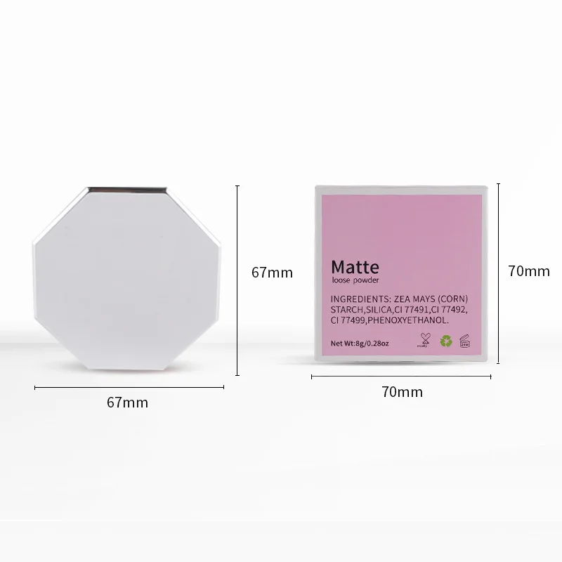 hexagon silver jar Translucent Matte Transparent waterproof makeup Loose Powder shimmer glitter private label Setting Powder