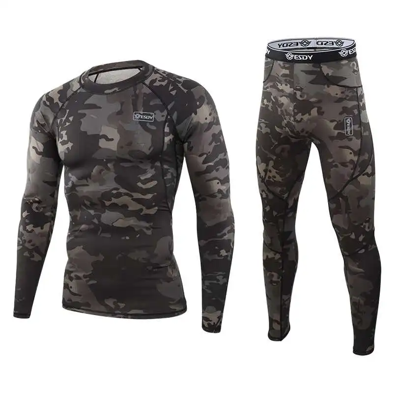 ESDY New Design Outdoor Camouflage Thermal Underwear Sets Tactical Function Training Underwear