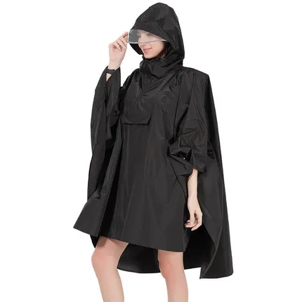 Adult Outside Polyester Raincoat Black Rain Poncho with Pocket RAINWEAR for Adults Single-person Rainwear 0.35k-0.4kg Accepted