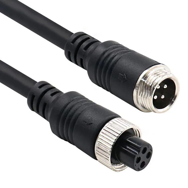 Car Video Extension Cable 4 Pin Aviation for CCTV Rearview Camera Truck Trailer Camper Bus Motorhome Vehicle Backup Monitor