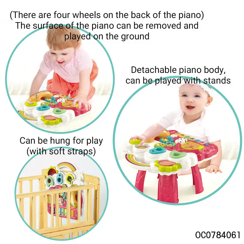 Baby Walker Multifunction Infant Stand-to-Sit Toddler Four Wheels Trolley Kids Learning Walking Toddler Toys Piano