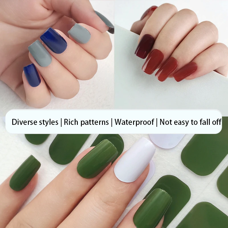 OEM Semi Cured Gel Nail Wraps Stickers to Cure uv nails stickers quality Semi-cured Jel Nail Strips beauty products for women