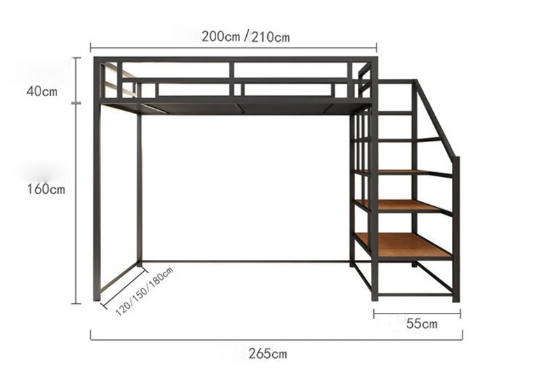 Metal Bedroom Furniture Bed Frame Hotel Hostel Use Bunk Bed Loft Bed Single Queen King Size