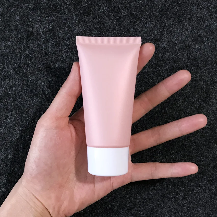 50g Matte Pink Cosmetic Packaging Tube 50ml Hand Cream Tube Plastic Facial Cleanser Tube with Acrylic Cap
