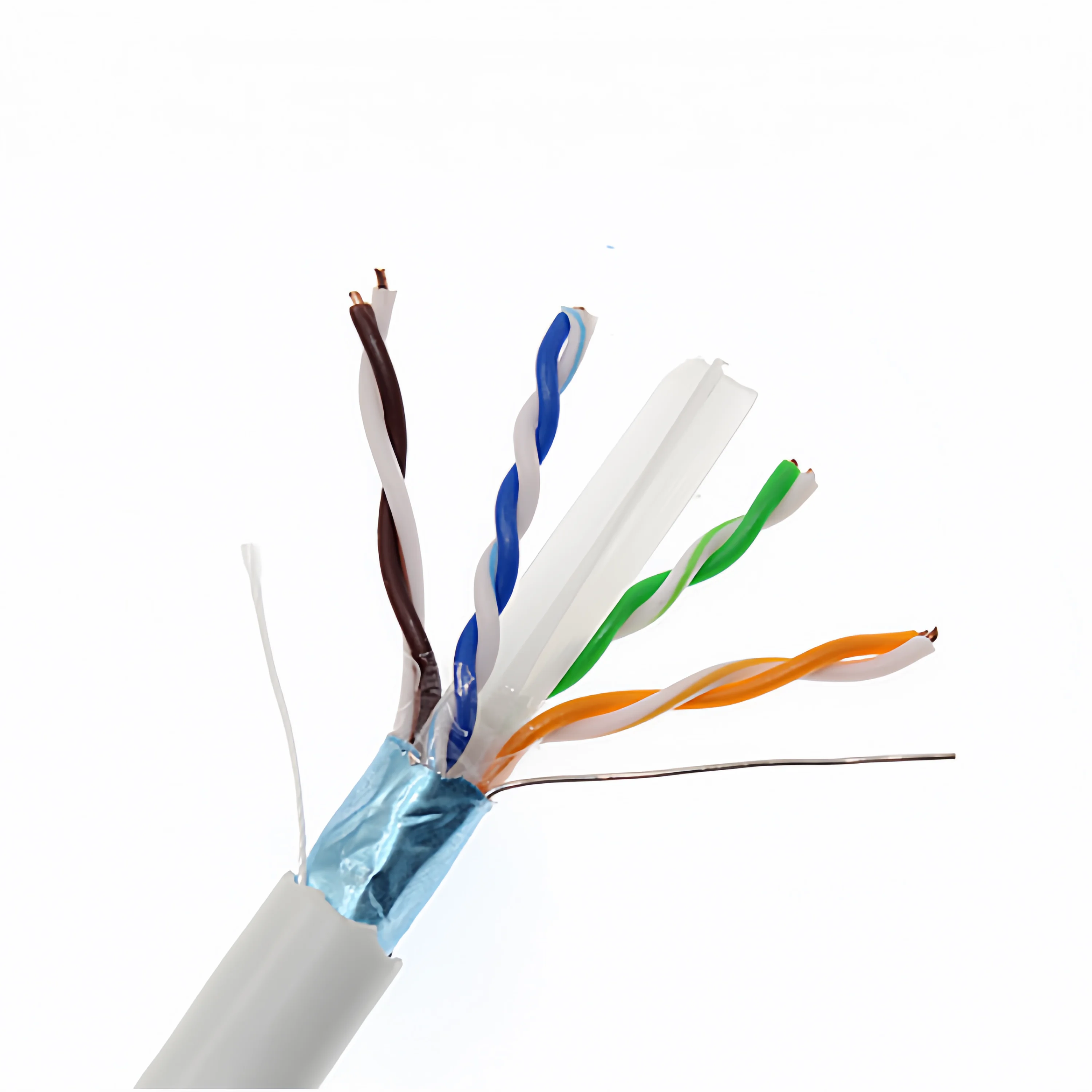 1000Ft FTP Cat6 Foiled Twisted Pair Shielded 23AWG Bulk Network Ethernet Router LAN Cable 0.56mm Copper For CCTV Video Surveilla