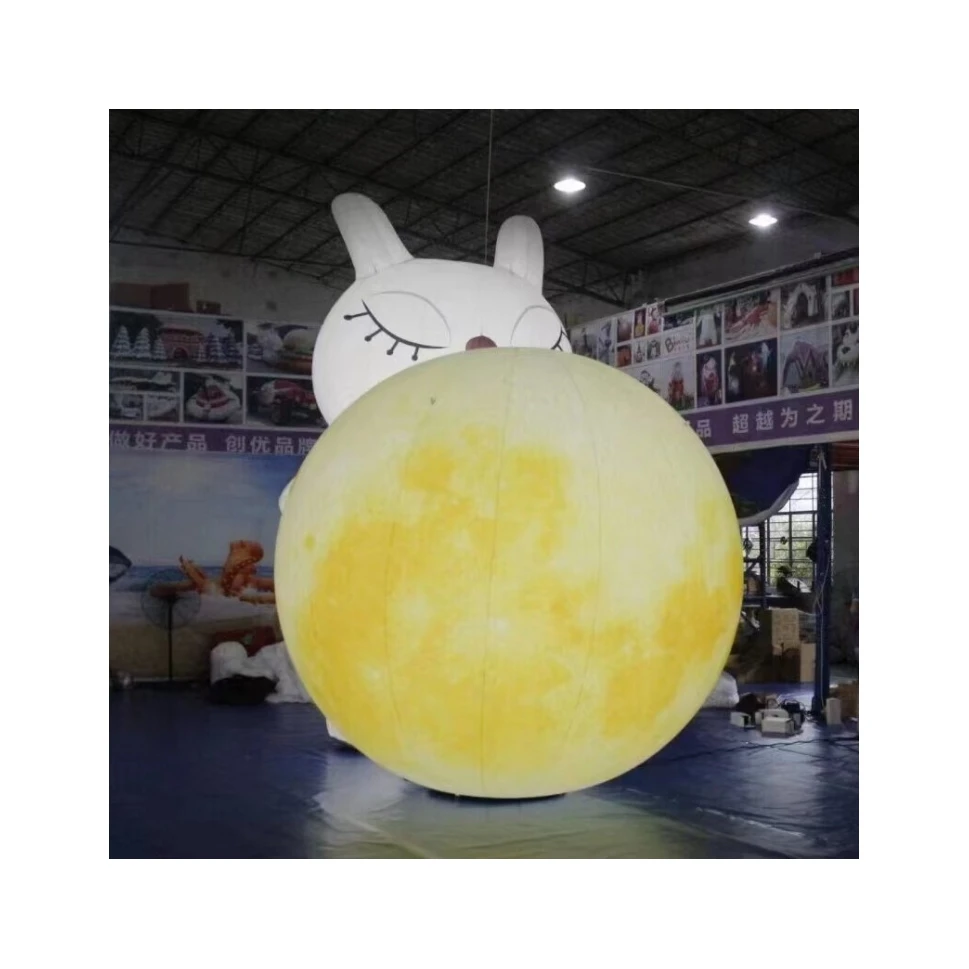 Wholesale Price Customized 6 M Giant Inflatable Rabbit Moon Model Inflatable Moon Design With Led Lights For Decoration