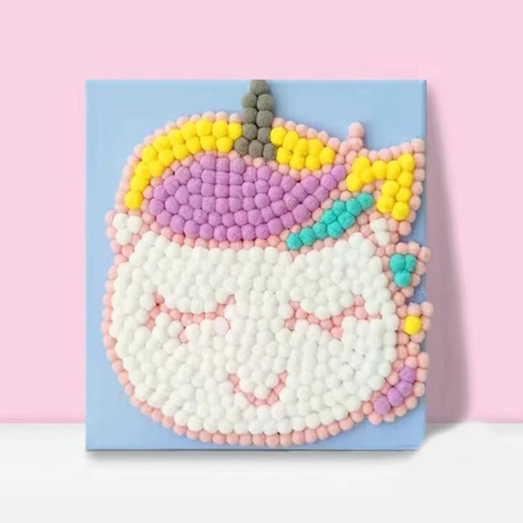 Kids DIY Steam Toys Creative Art Craft Pom Pom Pompom Painting Craft Kit for Boys and Girls