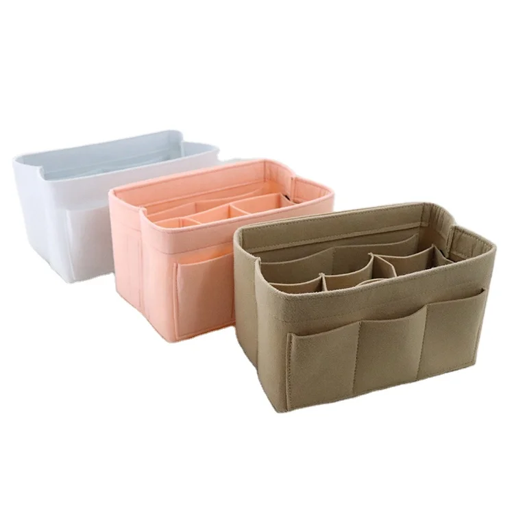 2024 new products pink  pouch cosmetic bag felt wallet pouch hot selling felt tote bag organizer with middle zipper bag