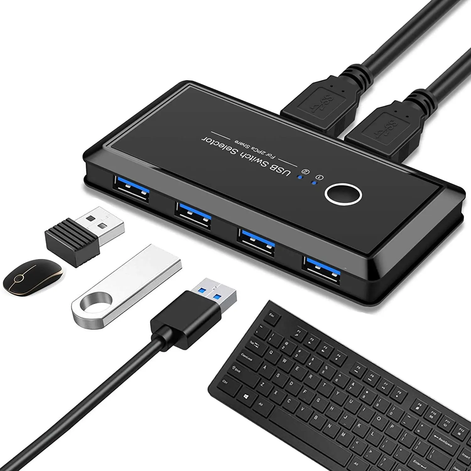 Office & School Supplies USB 3.0 switch selector 2 pcs share 4 peripherals KVM for PC printer scanner mouse keyboard compatible