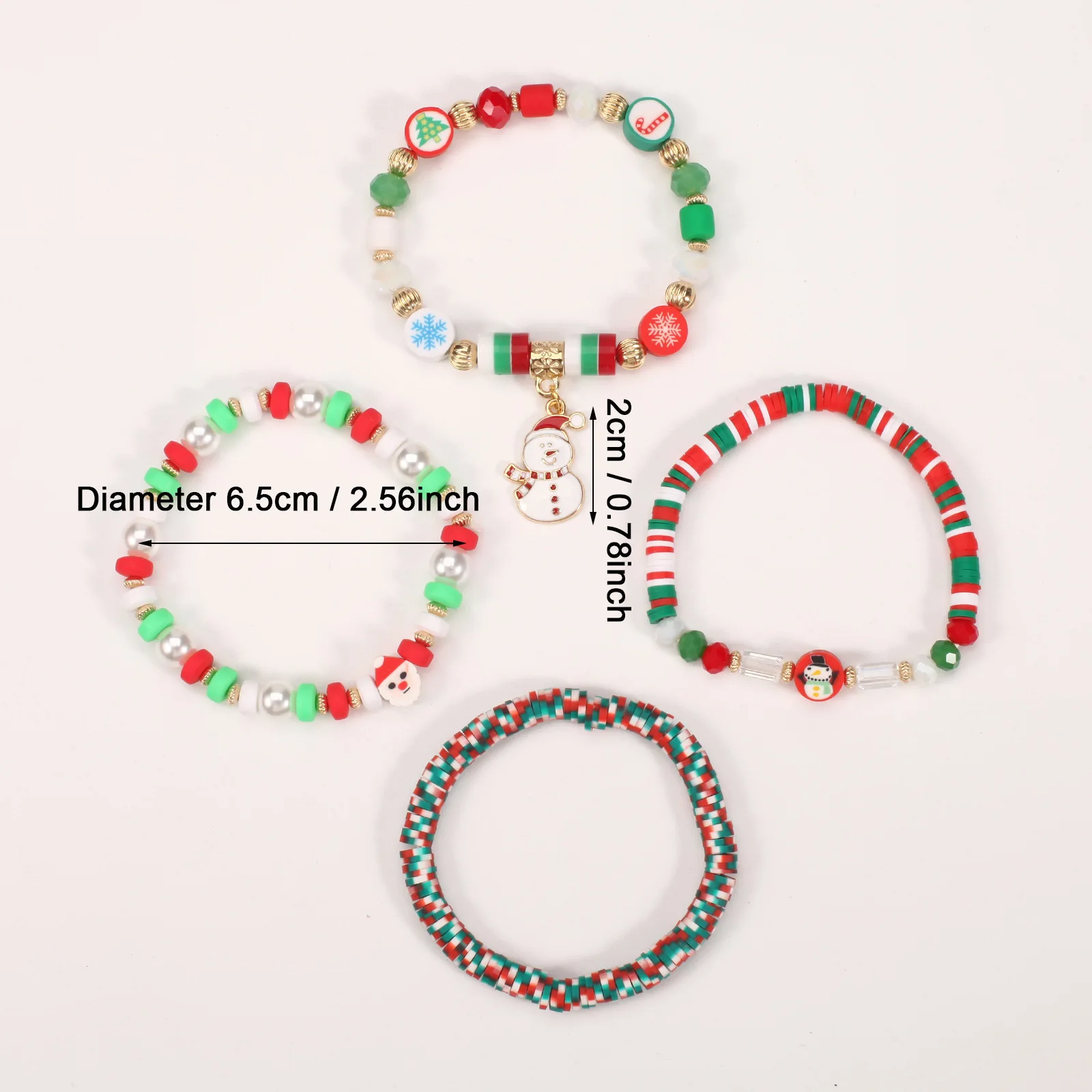 Wholesale Christmas Beaded Bracelet Snowman Christmas Tree Old Man Antlers Gift Pendant Bracelet