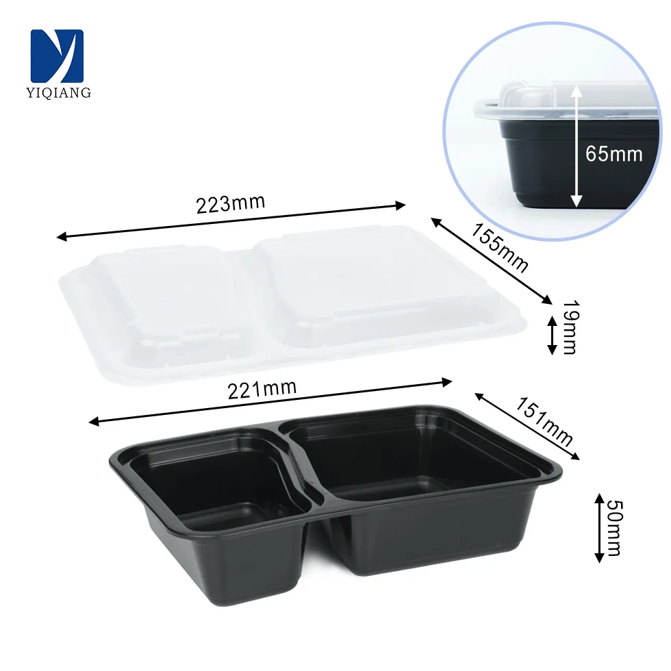 Yiqiang Factory Price Disposable 2 Compartment 3 CompartmentPlastic Take Away Bento Lunch Box Food Container