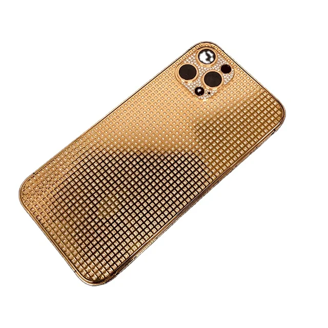 Stainless steel gold plated full drill frame shockproof cover hard protect mobile phone case for iPhone 12 series (1600315049423)