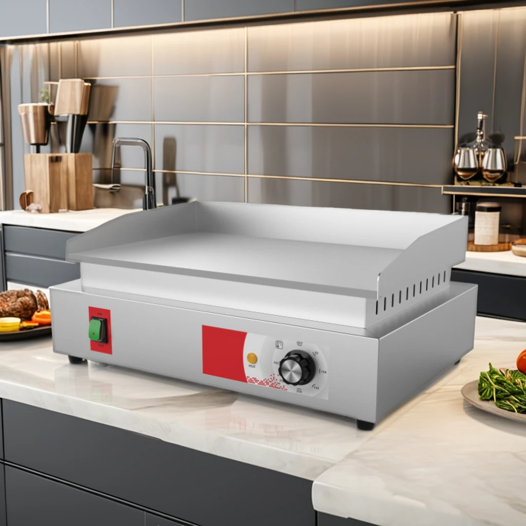 Stainless Steel Full Flat Grill Electric Griddles Adjustable Thermostat with Cut off Outdoor Household Use Barbecue Equipment