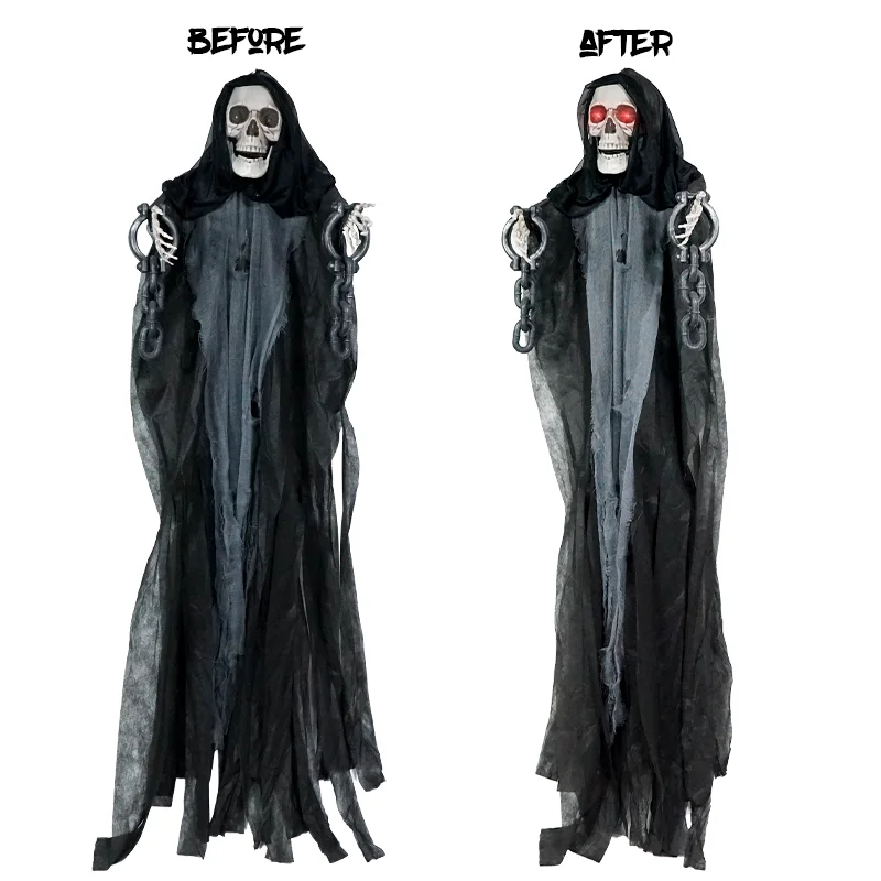 Life Size Animatronics 2024 Halloween Home Decorations Accessories Horror Hanging Ghost Animated With Glowing Eyes