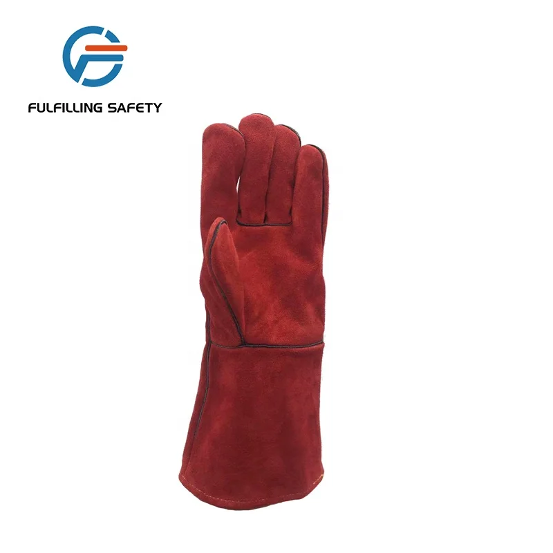 With or without lining,gauntlet colorful split cow welding palm workwear leather glove