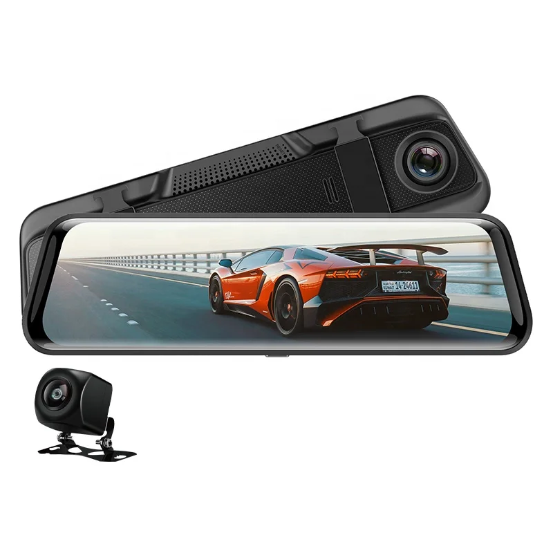 Wholesale Dual Camera Full HD1080P 9.66 Inch Touch Screen Digital Video Recorder Car DVR Dash Cam Lens Rearview Camera Mirror