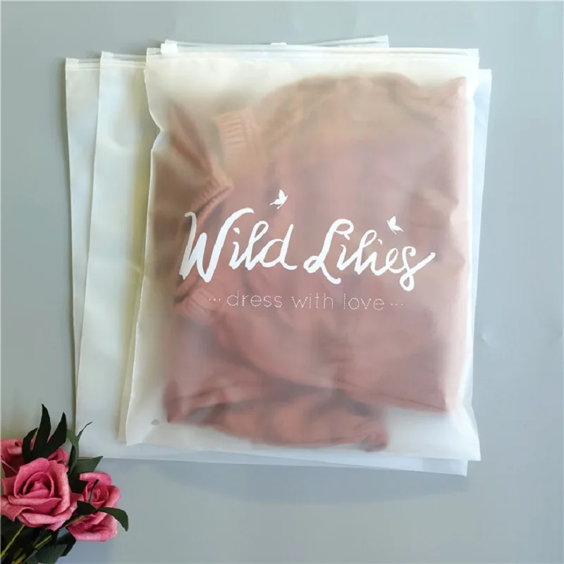 Wholesale price frosted sealing zipper lock bag frosted matte printing customer logo plastic zipper bag for cloth