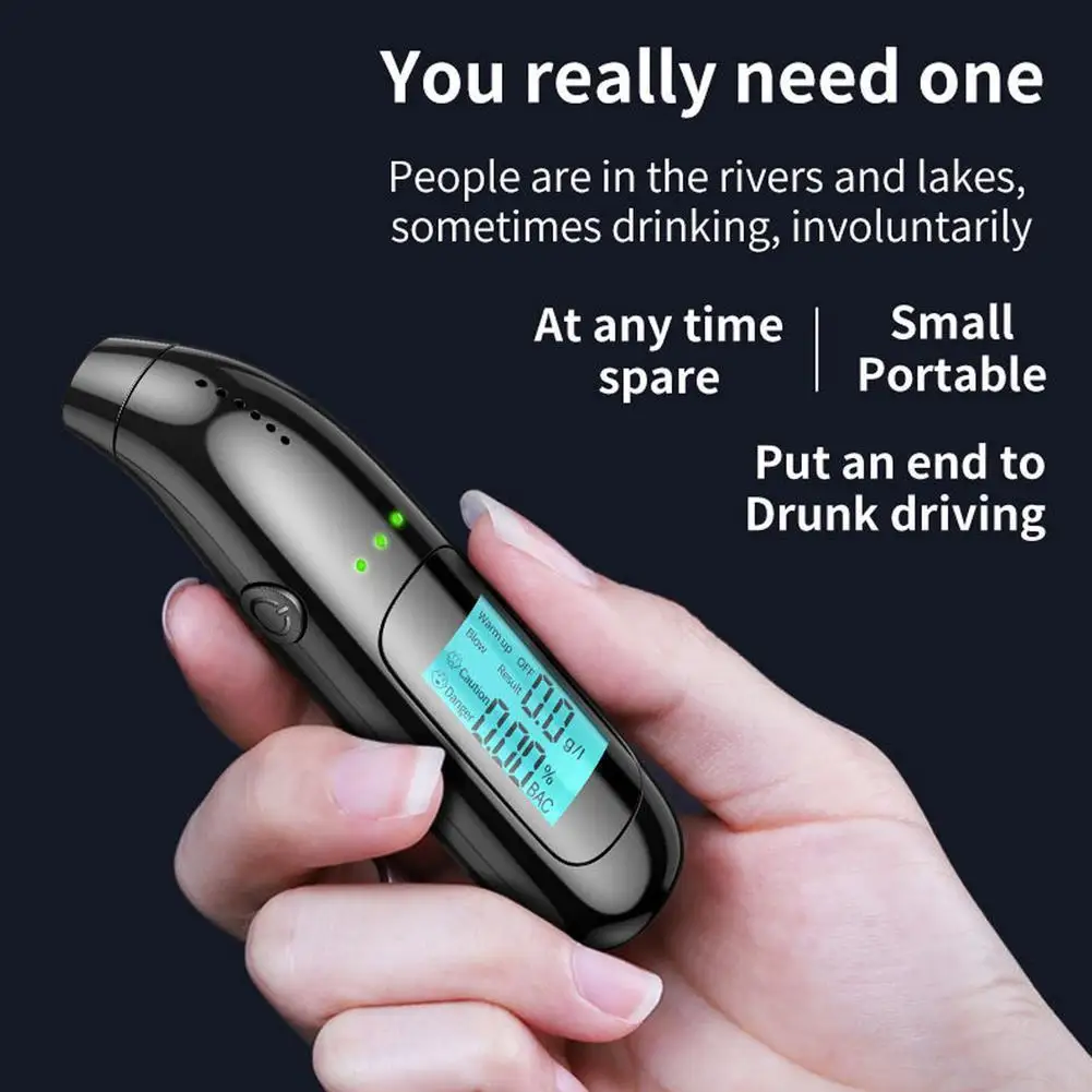 Rechargeable Portable Digital Non-Contact Breathalyzer Air Blowing Detector Alcohol Tester