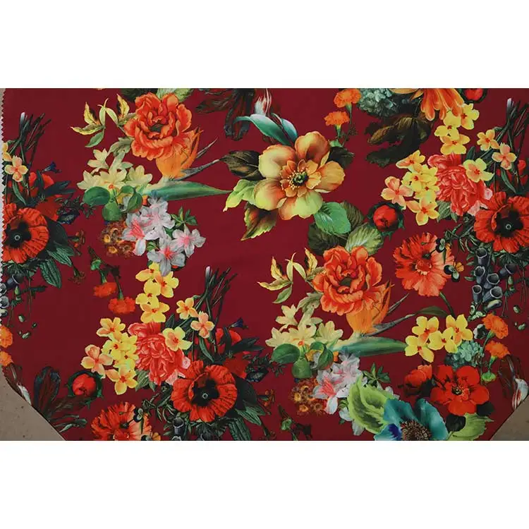 Custom Color flower 100% Polyester Mechanical Woven Coth 50*50 Stretch Pongee Lining Print Fabric